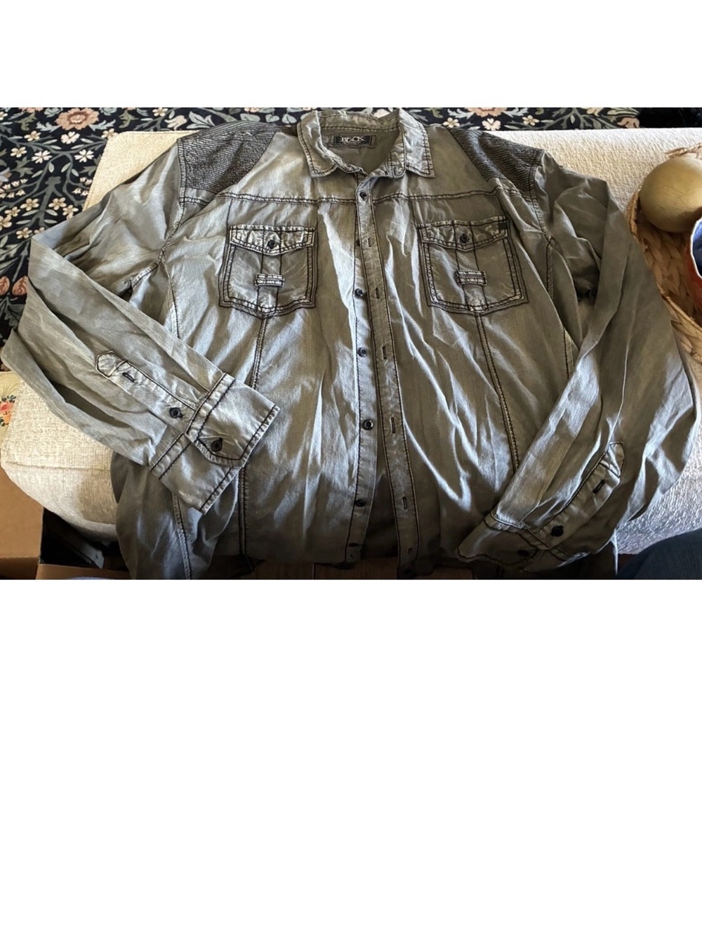 Buckle Men's Olive Green Button-Front Shirt Jacket